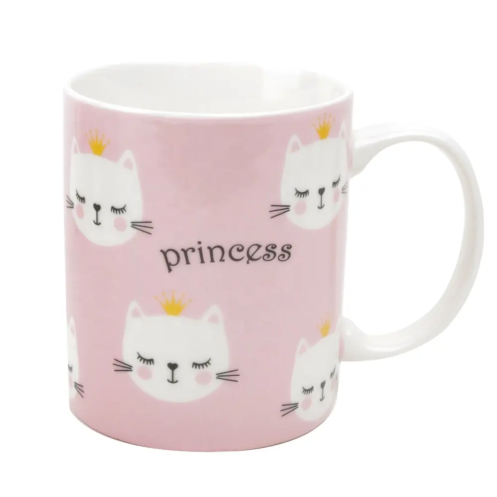 Cute cat love mugs cartoon gifts custom classic ceramic kids milk cup fine bone china mugs for girl child birthday