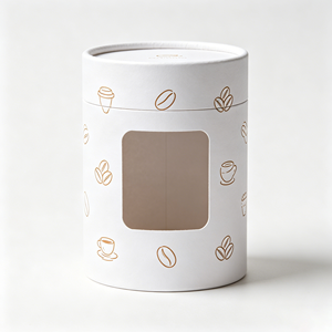 Custom Offset Print Cylinder Paper Can PET Transparent Window Anti Pressure Tube Coffee Bean <b>Packaging</b> - Product Image 2