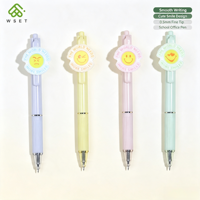 Stylo Gel Rétractable à Pointe Fine 0,5 mm, Motif Visage Souriant Mignon, Couleurs Macaron, Écriture Fluide, Idéal pour Étudiants et Bureau, Cadeau Parfait