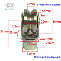 Roue pivotante à gorge en V Rong Rolling de 2 pouces, corps en acier 45, support en acier A3, rotative à 360°, 3 roulements 6000RS