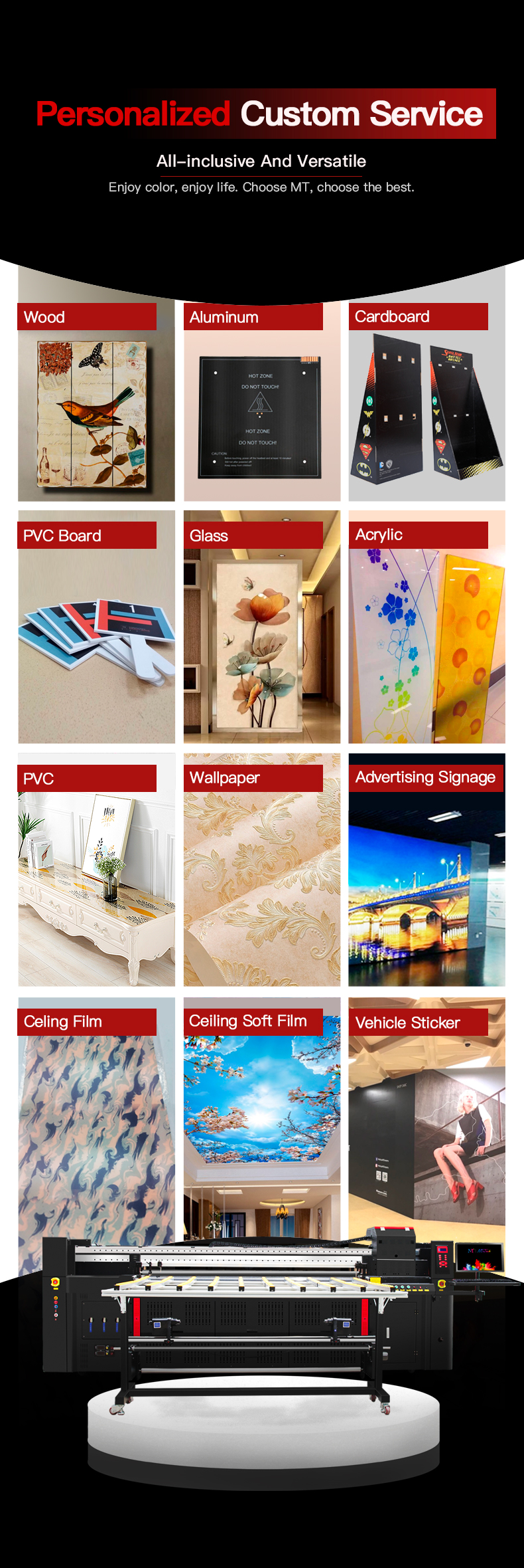 Lifelong Technology Support 2000mm Hybrid UV Printer Machine Canvas Printing Machine