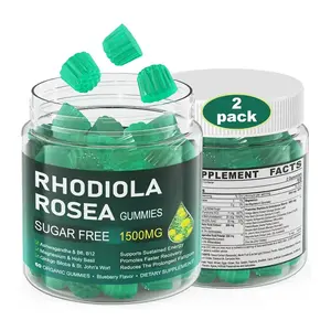 Duygusal stres rahatlatmak ve yorgunluktan dayanıklılık geri Rhodiola Rosea ashashandha Ginkgo Biloba şekersiz Gummies