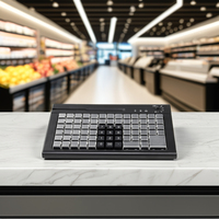 Venta caliente KB66 POS programable USB Teclado mecánico Cherry MX teclado con lector de tarjetas de 3 pistas para sistemas POS