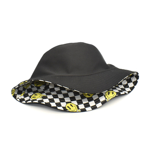 Hip Hop soleil casquettes extérieures femmes hommes <span class=keywords><strong>Bob</strong></span> casquette Gorras pliable dessin animé <span class=keywords><strong>jaune</strong></span> visage Plaid Panama pêcheur chapeaux sourire visage seau chapeau - Product Image 4