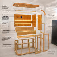 Sauna extérieur moderne intelligent en bois de hemlock pour 6 à 8 personnes avec panneau de commande et vapeur en thermowood