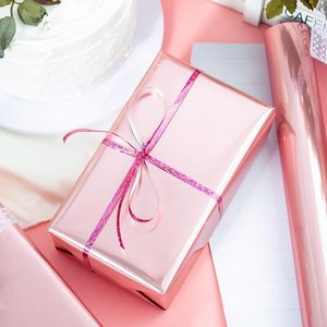 Merture Pink Wrapping <b>Paper</b> <b>Roll</b> 17 In X 16.4 Ft Metallic Solid Color Gift <b>Wrap</b> With Grid Lines For Baby Shower Birthday Wedding - Product Image 2