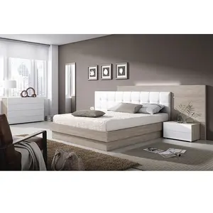 Nova moldura de cama de madeira branca 1904aa007, conjuntos de móveis de quarto