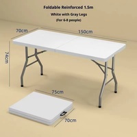 Table pliante rectangulaire moderne en plastique blanc de 1,5 m pour extérieur, banquet, repas et camping