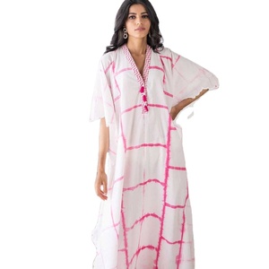 2022 Tie Dye Caftan pour dames tissé coton Long caftan parole longueur robe de soirée naturel pour plage été Bikini couverture - Product Image 1