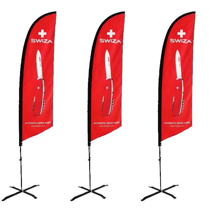 Bandera de poliéster para publicidad al aire libre, banderín de plumas personalizado de doble cara para publicidad y playa