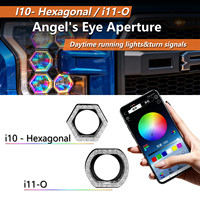 Kit de rétrofit projecteur de phares LED RGB avec anneau halo 5D Angel & Hawk Eyes, DRL Switchback, 3/2,5 pouces, contrôle par application, 5-12V 5W