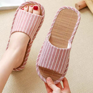 Pantofole Unisex in Bambù e <span class=keywords><strong>Lino</strong></span> Traspiranti Silenziose Naturali Antiscivolo con Suola Morbida per Interni - Product Image 4