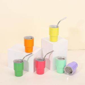 Vaso de Acero Inoxidable Ecológico de 3oz con Logotipo Personalizado, Tapa de Plástico de Alta Calidad, Diseño Atractivo para Fiestas - Product Image 1