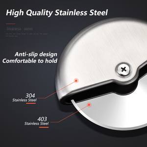 अनुकूलित लोगो पिज्जा घूर्णन स्लाइसर 304 स्टेनलेस स्टील पिज्जा चाकू तेज ब्लेड स्टेनलेस स्टील एकल 8 सेमी पिज्जा कटर व्हील - Product Image 4