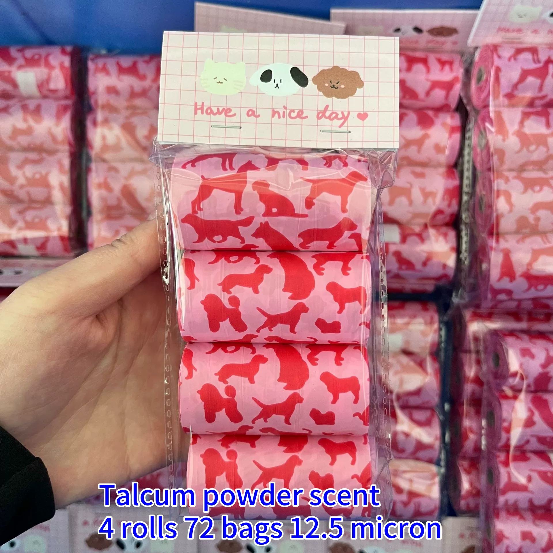 Poudre de talc chiot parfumé 4 rouleaux 72 sachets 1,25 soie