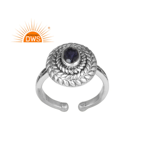 Amazing Blue Iolite Gemstone Ring Jewelry Manufacturer Ethnic Look Handmade 925 Silver Adjustable Band Ring - Product Image 1