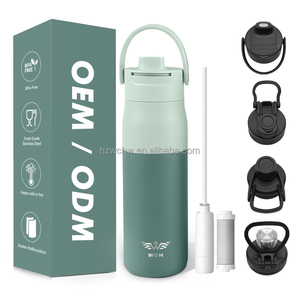 Bouteille d'eau en acier inoxydable à double paroi avec filtre, sans BPA, nouvelle arrivée, 680 ml/1000 ml, logo personnalisé de luxe, filtre à charbon - Product Image 1