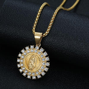 Hip Hop religioso cristiano católico señora María impermeable de acero inoxidable joyería de moda colgantes collares para hombre hombres - Product Image 2