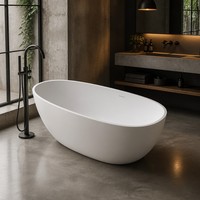 Baignoire autoportante élégante en résine de pierre pour villa et manoir, surface solide, équipement sanitaire de haute qualité