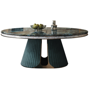 M. Natural Combinaison table et chaise de salle à manger en pierre de luxe Villa haut de gamme Table à manger ronde de grande taille avec plateau tournant pour la maison - Product Image 4