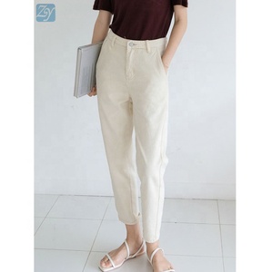 Fabricante de China, recto de denim <span class=keywords><strong>jeans</strong></span> pantalones de <span class=keywords><strong>talle</strong></span> <span class=keywords><strong>alto</strong></span> mujeres pantalón de jean en blanco - Product Image 1