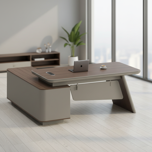 Bureau de direction moderne en bois avec tiroirs pour le travail à domicile, idéal pour les secrétaires, les cadres et les PDG – Mobilier de luxe - Product Image 1