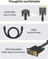 Cable negro compatible con HDMI a VGA macho a macho sin unidad con Chip para computadora/computadora portátil/PC/Monitores 1M 1,8 M Plug & Play Cable