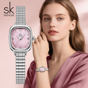 Orologi con quadrante di perle <span class=keywords><strong>rosa</strong></span> SK orologi da polso di lusso elegante regalo femminile da <span class=keywords><strong>donna</strong></span> cassa quadrata minimalismo da <span class=keywords><strong>donna</strong></span> orologi al quarzo - Product Image 2