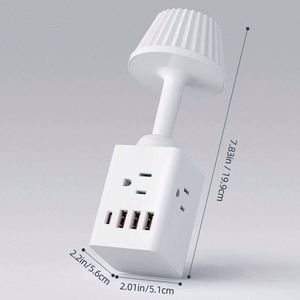 Luce notturna piccola presa multifunzionale con lampada da scrivania, lampada da camera da letto luminosità regolabile, stile nordico Ins - Product Image 2