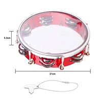 8-inch Tambourine Handbell Hand Drum with Double Row Jingles Percussion Instrument