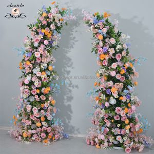 Moderno al aire libre colorido Rosa artificial cuerno flor arco soporte arreglo Floral conjunto boda fiesta evento telón de fondo Decoración - Product Image 2