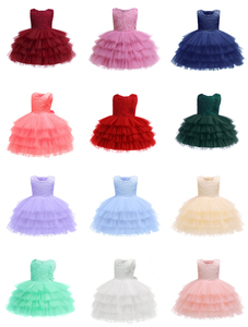 Bambino <span class=keywords><strong>Vestito</strong></span> Operato Neonato Delle Ragazze Della Principessa <span class=keywords><strong>Rosa</strong></span> Vestiti Da Partito Senza Maniche Commercio All'ingrosso Baby Girl Battesimo Abito Abito Bianco - Product Image 2