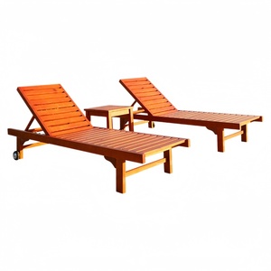 Chaise longue plate en teck pour extérieur, patio, piscine, plage, <span class=keywords><strong>jardin</strong></span> - Product Image 1