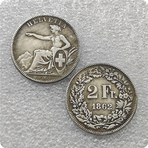 1850A,1857B,1863B,1896B Zwitserland 2 Franken Antieke Stijl Herdenkingsmunten, Geschenken, Woondecoratie - Product Image 4