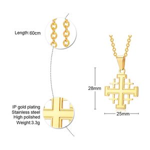 Collares con Colgante <span class=keywords><strong>de</strong></span> Cruz <span class=keywords><strong>de</strong></span> los Cruzados <span class=keywords><strong>de</strong></span> Jerusalén, Joyería Religiosa Medieval, Collares <span class=keywords><strong>de</strong></span> Acero Inoxidable Unisex - Product Image 2