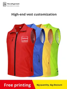 カスタムベスト作業服、ジッパー開閉式、ポリエステル/コットン素材、胸元にプリントロゴ入り、広告・ボランティアキャンペーン用 - Product Image 2