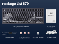 Zornher ZH870 80% Wireless Gaming Mechanical Keyboard Black Custom Creamy Sound Wave of Kanagawa Keycaps Hot Swappable RGB