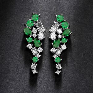 Rakol Luxury Korean Style Geometric Rule <b>Earrings</b> <b>Emerald</b> Zircon <b>Drop</b> Women's Gold Jewelry Accessory Gift New Trendy - Product Image 4