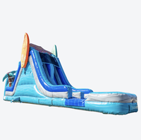 Toboggan aquatique gonflable double piste de 18 pieds, coloris Good Vibes Magenta, qualité commerciale pour activités de plein air