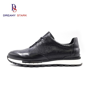 Nouveaux modèles de baskets décontractées pour hommes en cuir véritable, motif peau de poisson perlé, légères, en cuir de vachette, conçues pour l'automne et l'hiver - Product Image 5
