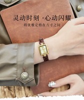 Montre pour femme GEDI, design rétro, cadran carré rectangulaire doré, quartz, décontractée, bracelet en cuir marron, étanche, montre tendance, Relogio