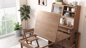 Mobile Salvaspazio Intelligente <span class=keywords><strong>da</strong></span> <span class=keywords><strong>Cucina</strong></span> Armadio Pieghevole e <span class=keywords><strong>Tavolo</strong></span> a Muro con Set <span class=keywords><strong>da</strong></span> Pranzo - Product Image 5