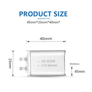 OEM/ODM 3.7V/480mah <span class=keywords><strong>452540</strong></span> 충전식 마이크로 휴대용 의료 기기 파우치 리튬 폴리머 배터리 셀 - Product Image 4