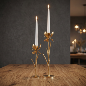 Ensemble de luxe de 2 bougeoirs décoratifs en métal à motif floral pour la décoration de la maison et les tables de mariage - Product Image 4