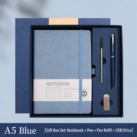 Ensemble de carnet en cuir PU A5 + stylo + recharge, noir, pour le bureau, l'école, les affaires