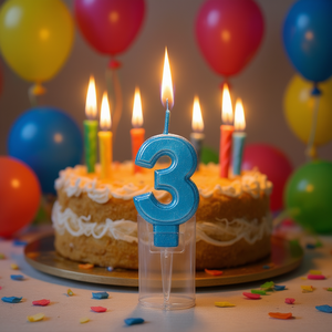 Candela Blu Numero 3 per Feste, Candele di Compleanno da 4,5 Cm - Product Image 2