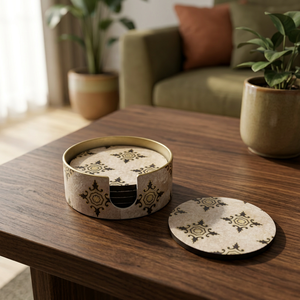 Handcrafted Modern Polished Wooden Round Coasters Natural Wood Beverage Set Drink <b>Mats</b> Coffee Tea Wine Glasses Table <b>Plate</b> Dish - Product Image 4