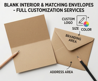 Ensemble de cartes en papier kraft pliables de haute qualité, format A6 A7, sur mesure, avec enveloppes assorties, service d'impression et d'emballage