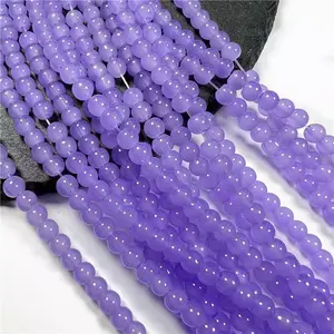 Perles de verre rondes lisses en gros d'usine, fabrication de bijoux colorés, accessoire de bricolage, perles de verre en cristal
