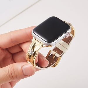 Upro metal connector Luxury Top Grain Leather Watchband for apple Watch Women Dressy Thin Band for iWatch Series 10 11 Ultra - Product Image 3
